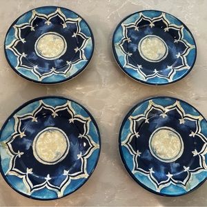 William Sonoma Blue Byzantine Melamine Plate Set of 4 with Serving Platters